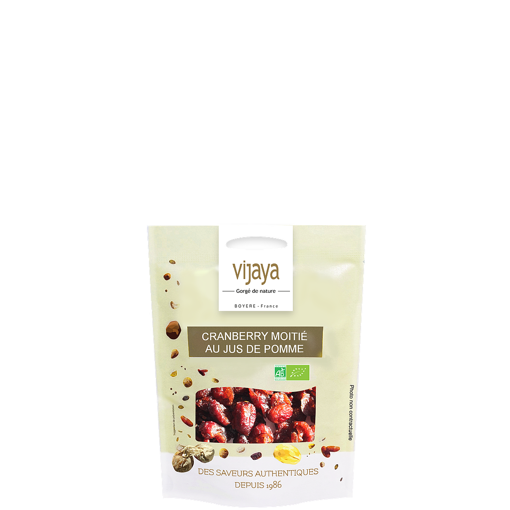 Cranberry(Canneberge)-Moitié-Séchée au Jus de Pomme-CANADA-125g-Bio*